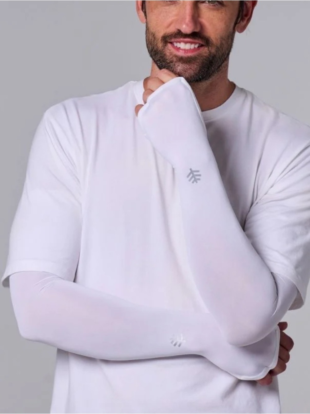Coolibar Backspin Performance Arm Sleeves White